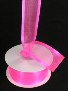 Organza Ribbon With Satin Edge , Flamingo Pink, 3/8 Inch x 25 Yards (1 Spool) SALE ITEM